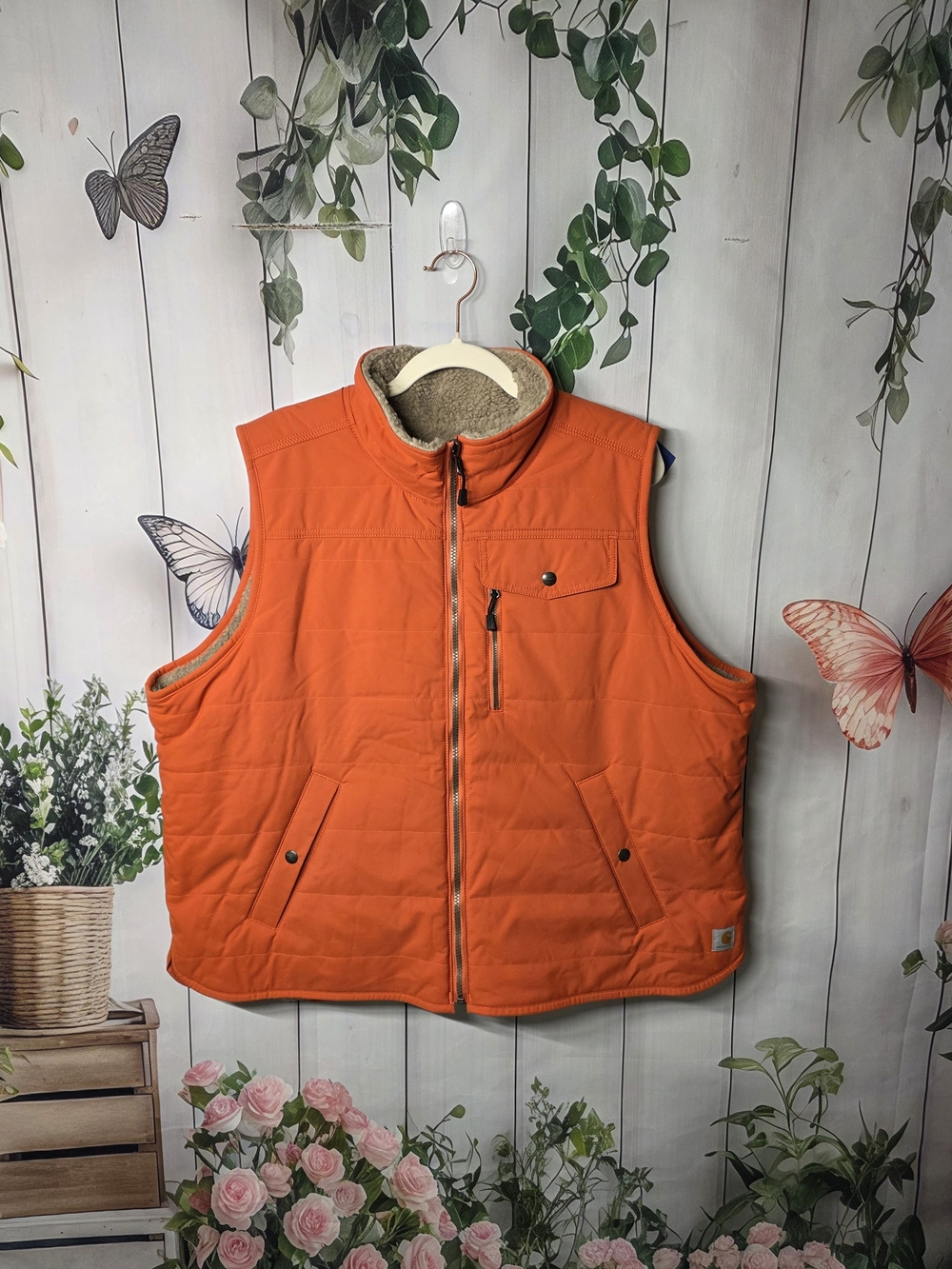 Carhartt Orange Quilted Sherpa-Lined Vest